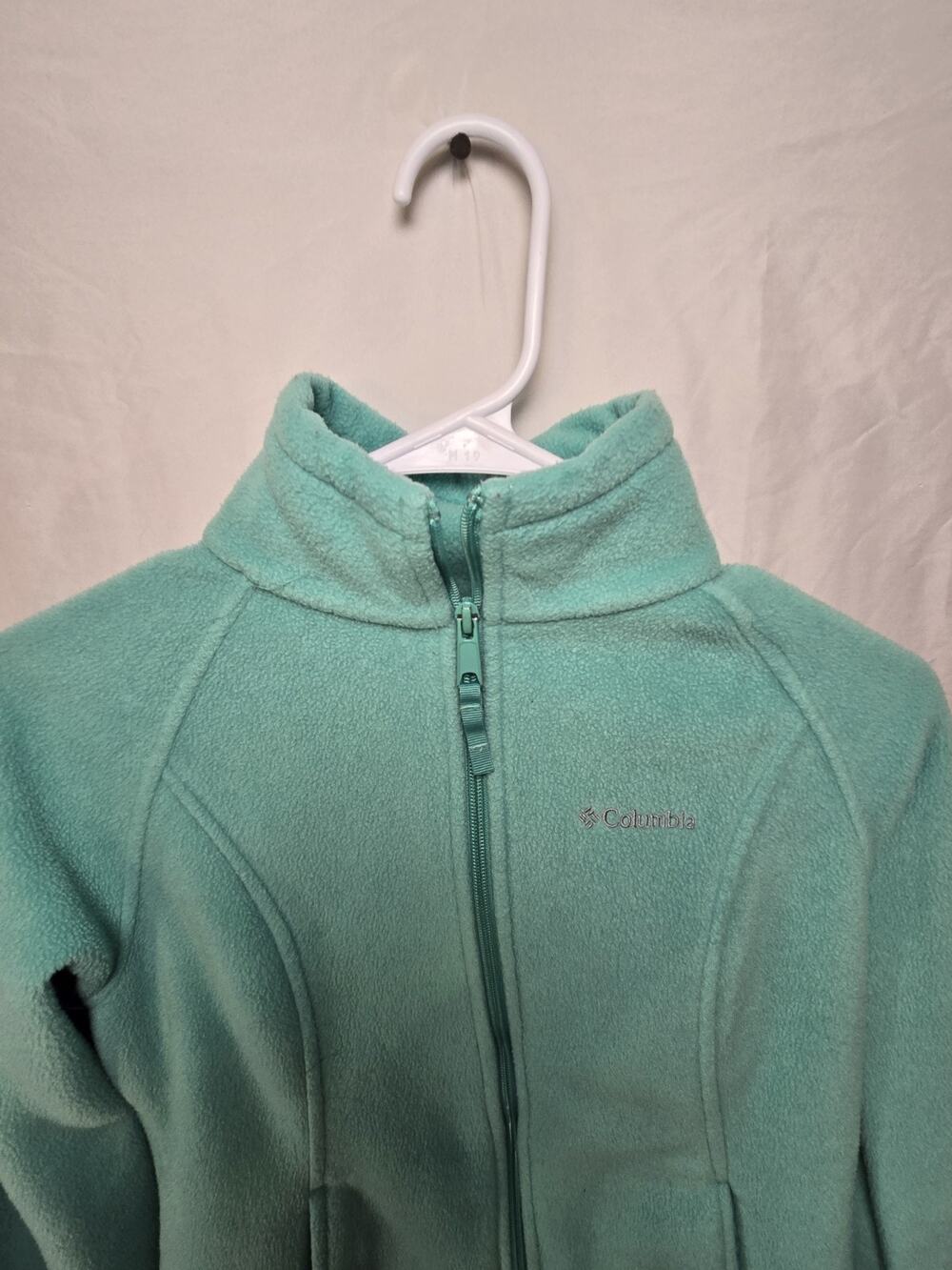 Columbia US Womens Size S Mint Green Fleece Pockets Long Sleeve Full Zip Jacket